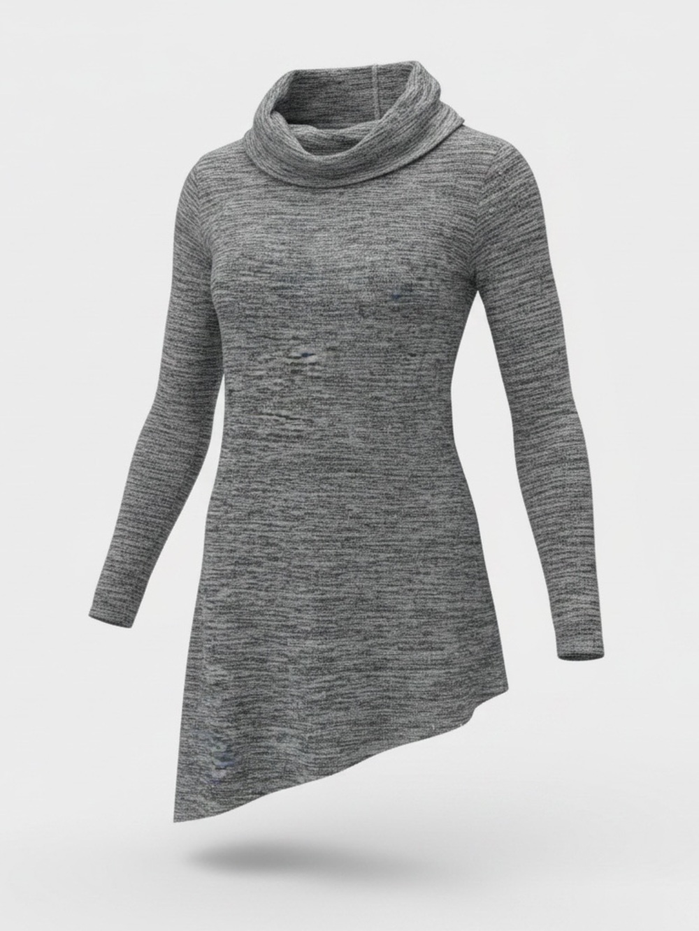 Soma Heather Gray Cowl Neck Tunic Sweater with Asymmetric Hem
